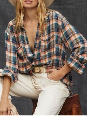Pilcro Anthropologie Relaxed Boho Plaid Shirt